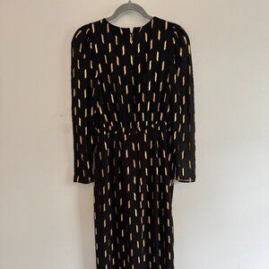 Yumi Kim - S - Black Tie  - Dash Foil - Midi Dress